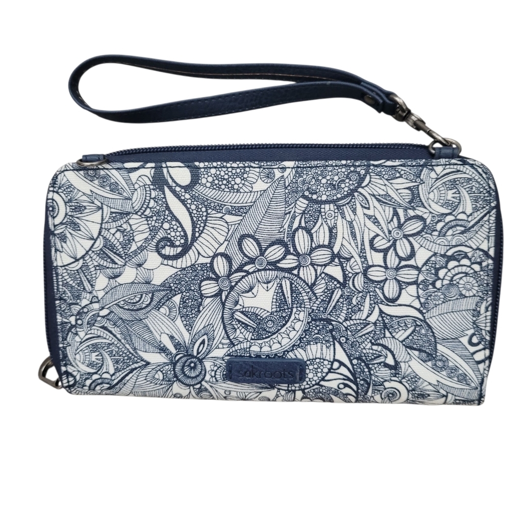 NWOT Sakroots Navy Floral Wristlet/Crossbody/Smartphone carrier